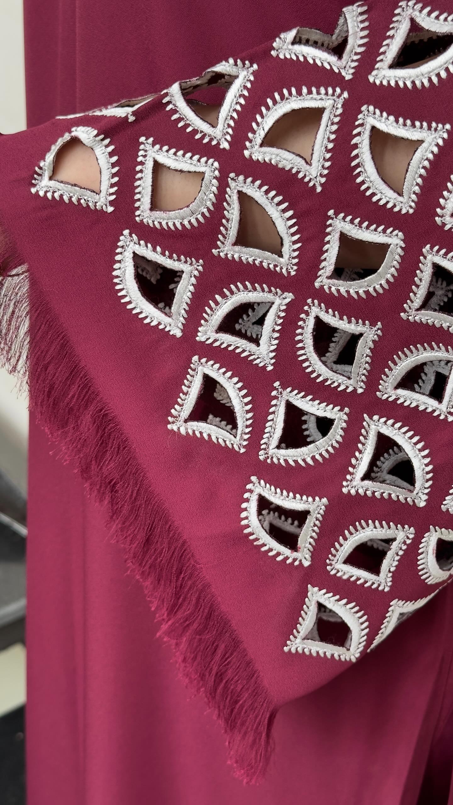 Manahils Stitched Burgundy Maroon Embroidered  Tunic