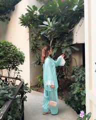 Manahils Stitched Aqua Embroidered Set