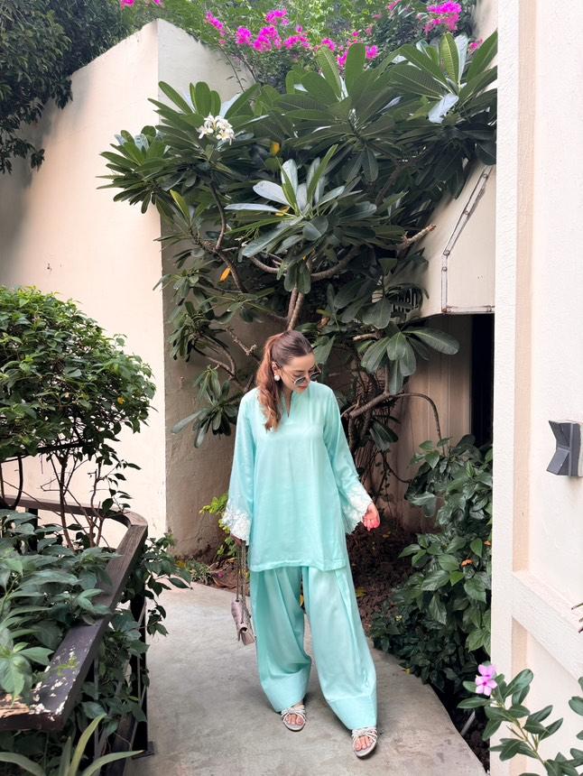 Manahils Stitched Aqua Embroidered Set