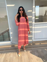 Manahils Stitched Threaded Love (Two Pc) Peach