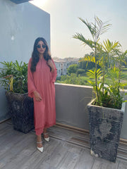 Manahils Stitched Threaded Love (Two Pc) Peach