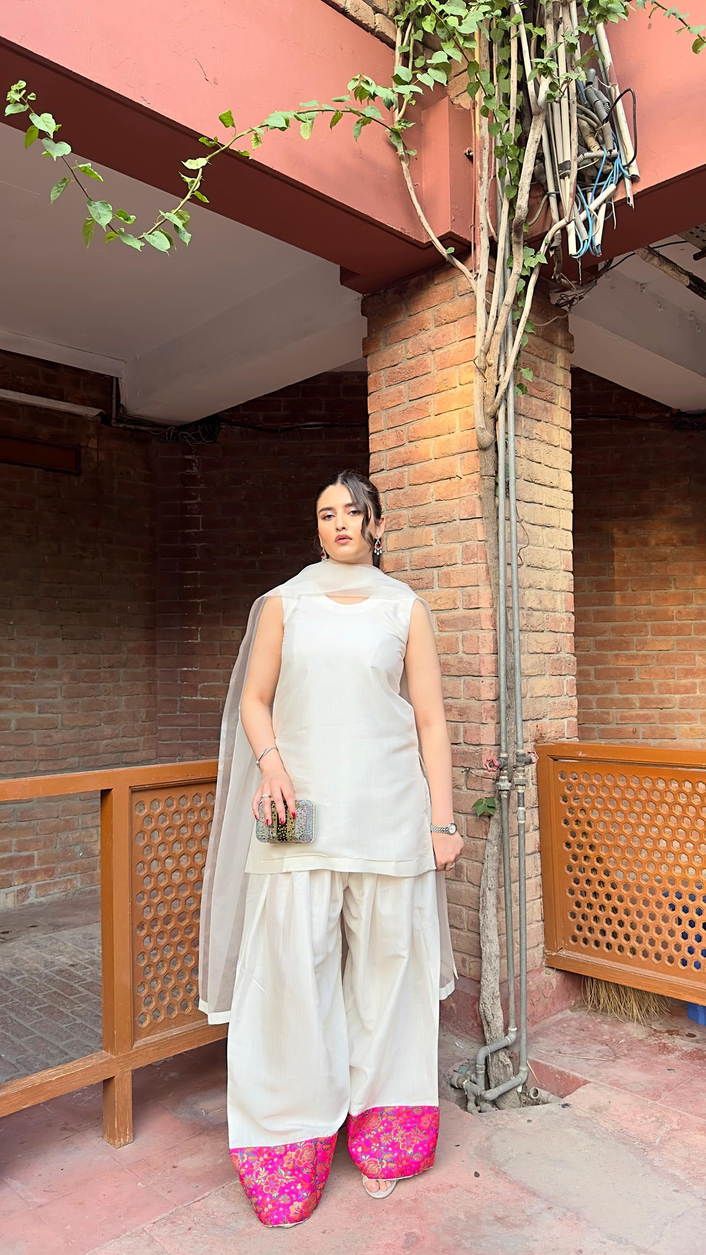 Manahils Stitched Farshi Shalwar Three Pc(Pay-Now)