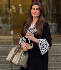 Manahils Stitched Black Embroidered Velvet Co-Ord (Pay Now)