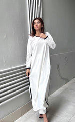 Manahils Stitched White Basic Two Pc (Pay-Now)