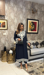 Manahils Stitched Dark Blue Embroidered