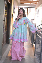 Urban Cut Stitched 1 Piece Pastel Printed Cotton Shirt-C0285
