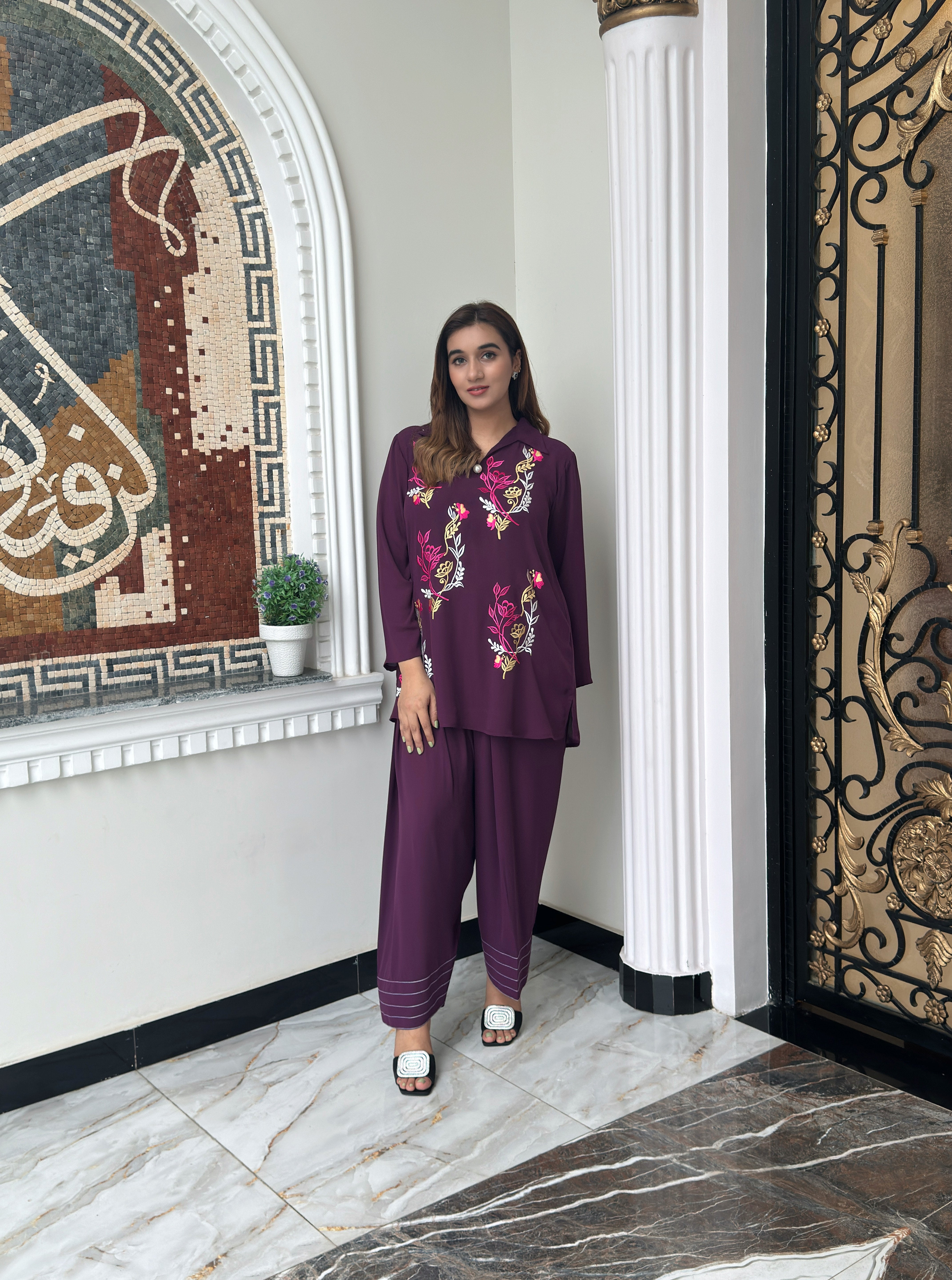 Manahils Stitched Purple Aura Embroidered