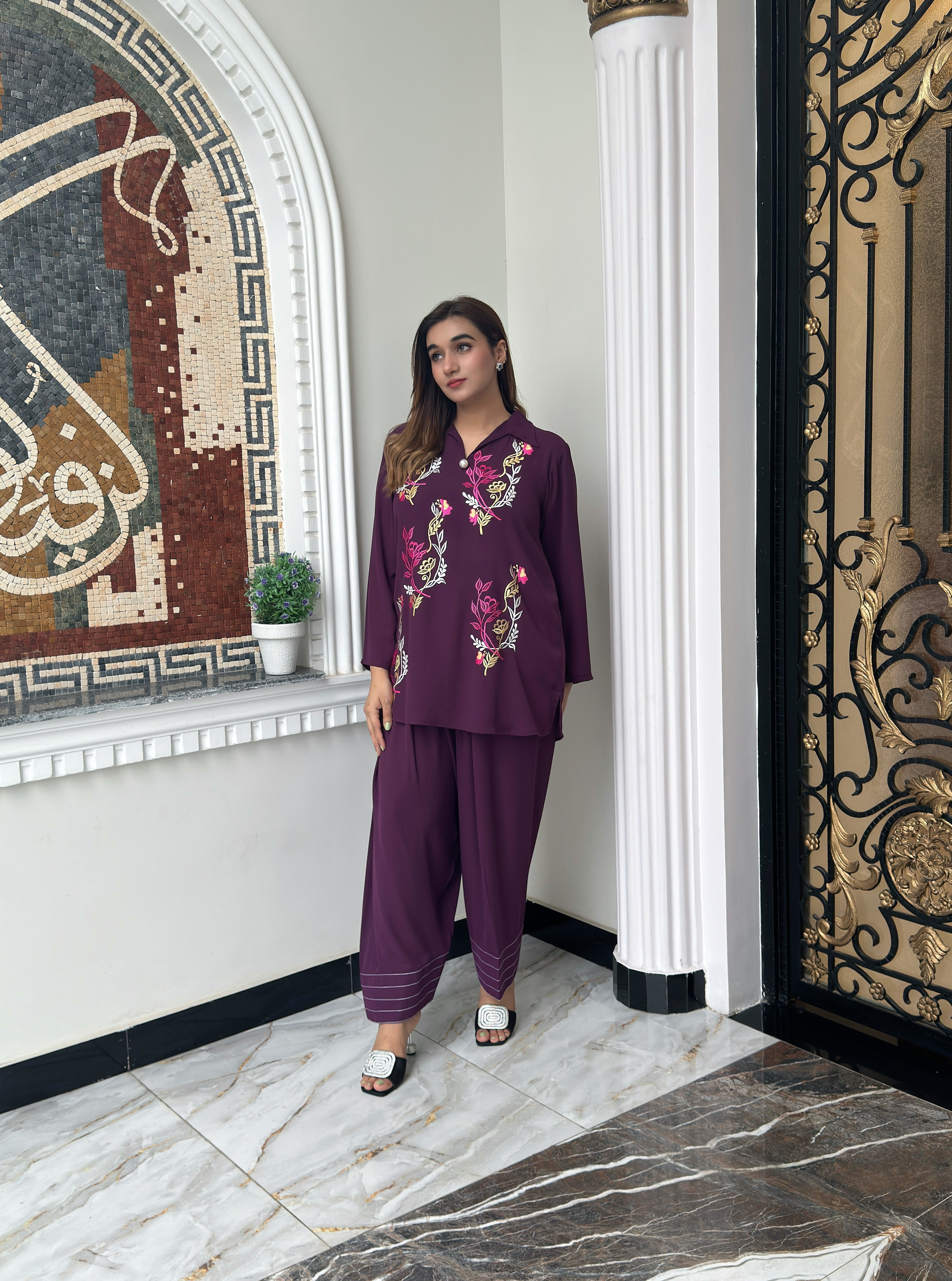 Manahils Stitched Purple Aura Embroidered