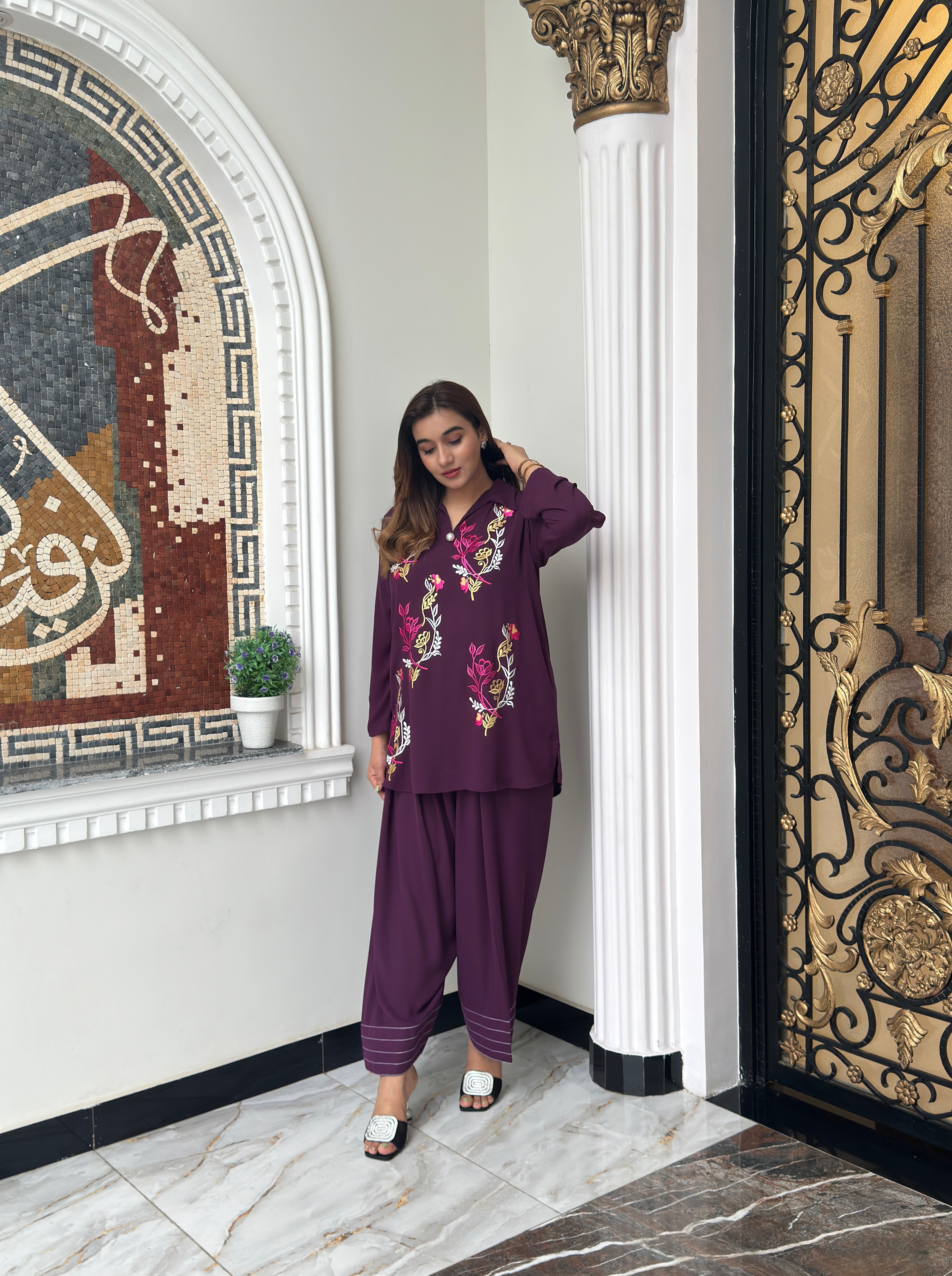 Manahils Stitched Purple Aura Embroidered