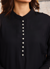 Hijab Ul Hareem Double Georgette Embroidered Abaya Black 0118-K-754