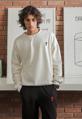 Asim Jofa  Western Essentials Ajwet-06 Unisex Off-White Oversized Sweater 1 Pc
