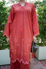 Day to Slay By Mashrib Stitched 2 Piece Summer Collection'2025-Scarlet Whisper