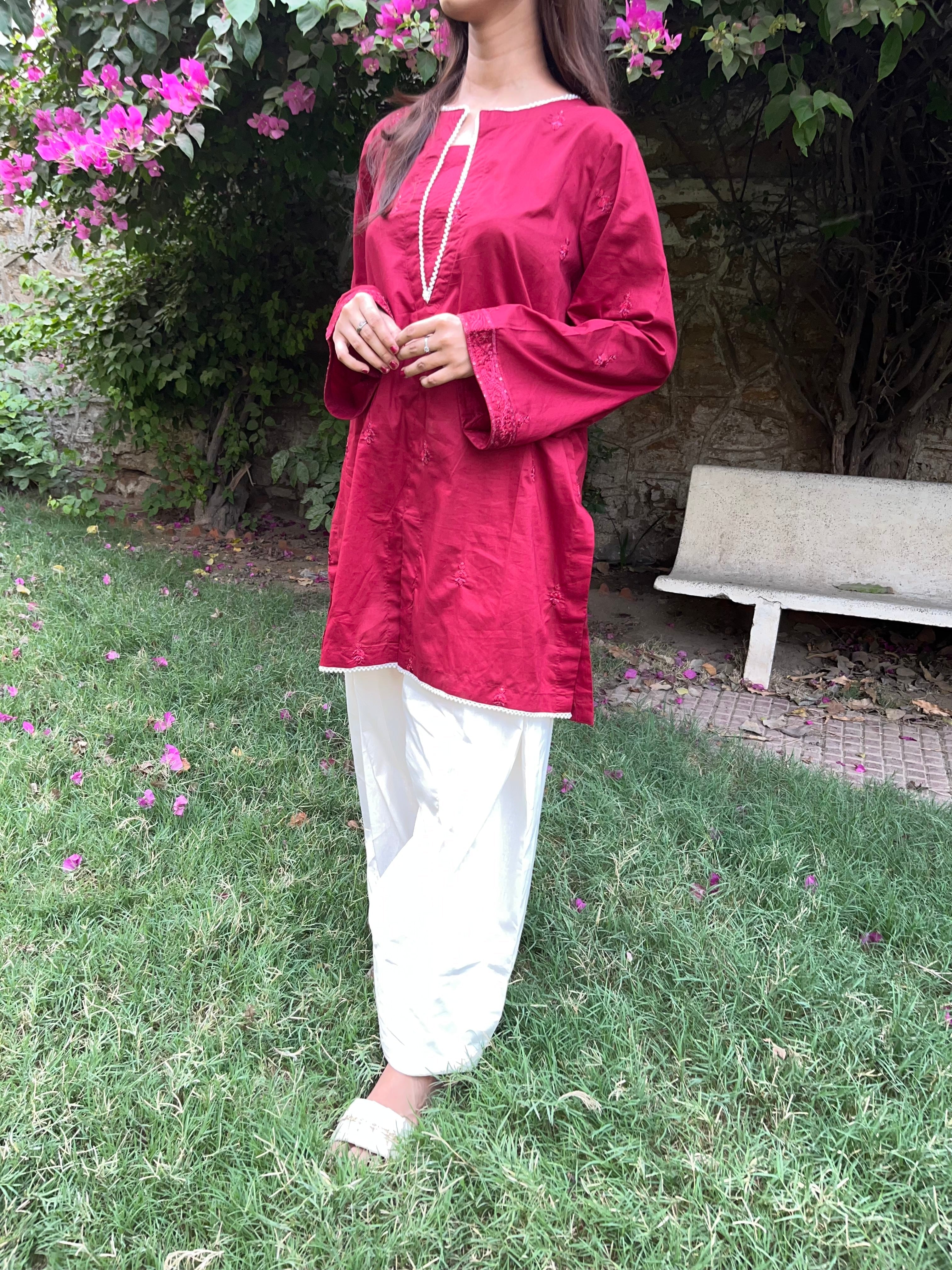 Urban Cut Stitched 2 Piece Cotton Embroidred Co- Ord Set with  Salwar