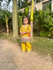 Khanak Stitched Kids-Yellow Multi Colour 2Pcs Suit-KG 021