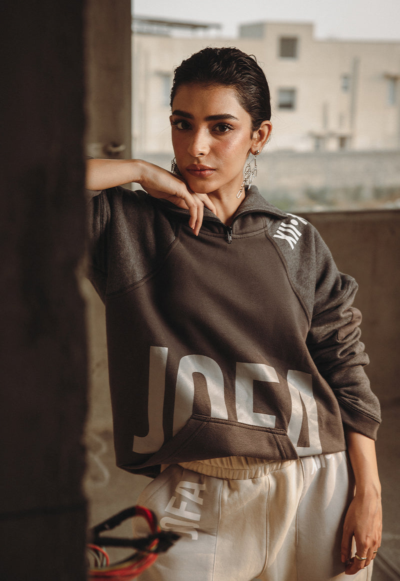 Asim Jofa  Western Wear Ajwpt-03 Unisex High Collared Hoodie 1 Pc