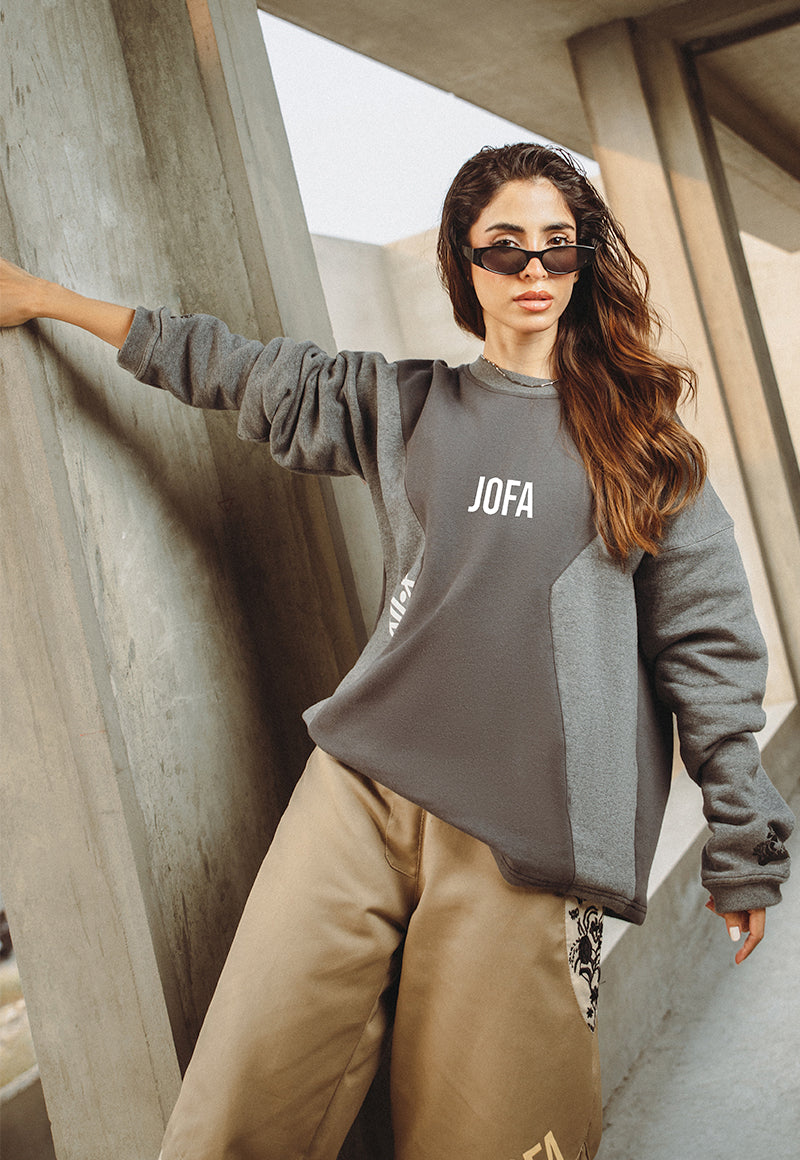 Asim Jofa  Western Wear Ajwpt-02 Unisex Paneled Sweatshirt 1 Pc