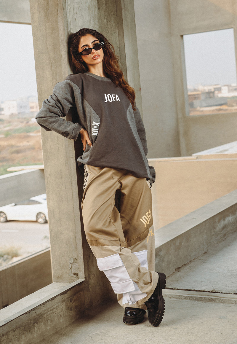 Asim Jofa  Western Wear Ajwpt-02 Unisex Paneled Sweatshirt 1 Pc