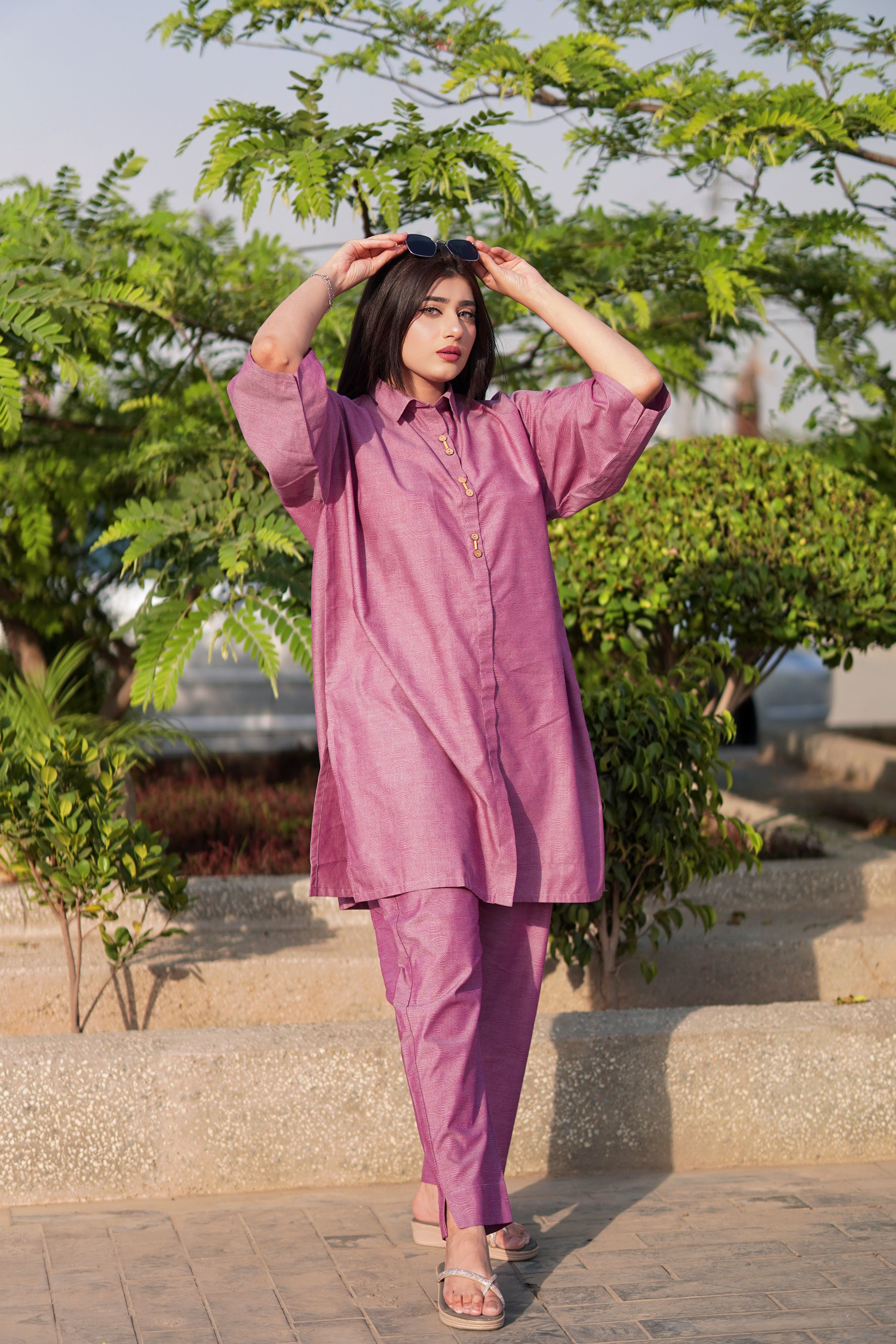 Urban Cut Elegant Cotton Yarn Dyed Co Ord Set 2 Piece