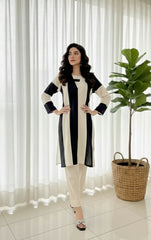Urban Cut 2 Piece Cream  Black -Stitched Shirt -100% Cotton