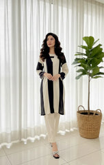 Urban Cut 2 Piece Cream  Black -Stitched Shirt -100% Cotton