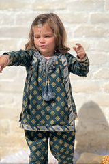 Khanak Kids Teal Green 3Pcs Suit-KST 042