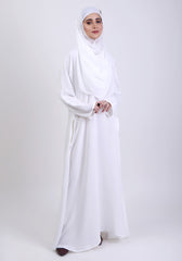 White Basic Front-Closed Abaya - Abaya.pk