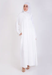 White Basic Front-Open Abaya - Abaya.pk