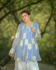 Urban Cut Embroidered Crinkle Chiffon Peplum Top â€“ Lined | Pure Chiffon