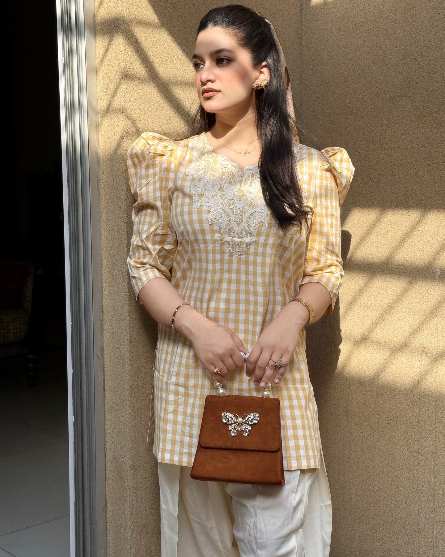 Urban Cut Stitched 2 Piece Cotton Embroidered Co- Ord Set with Farshi Salwar
