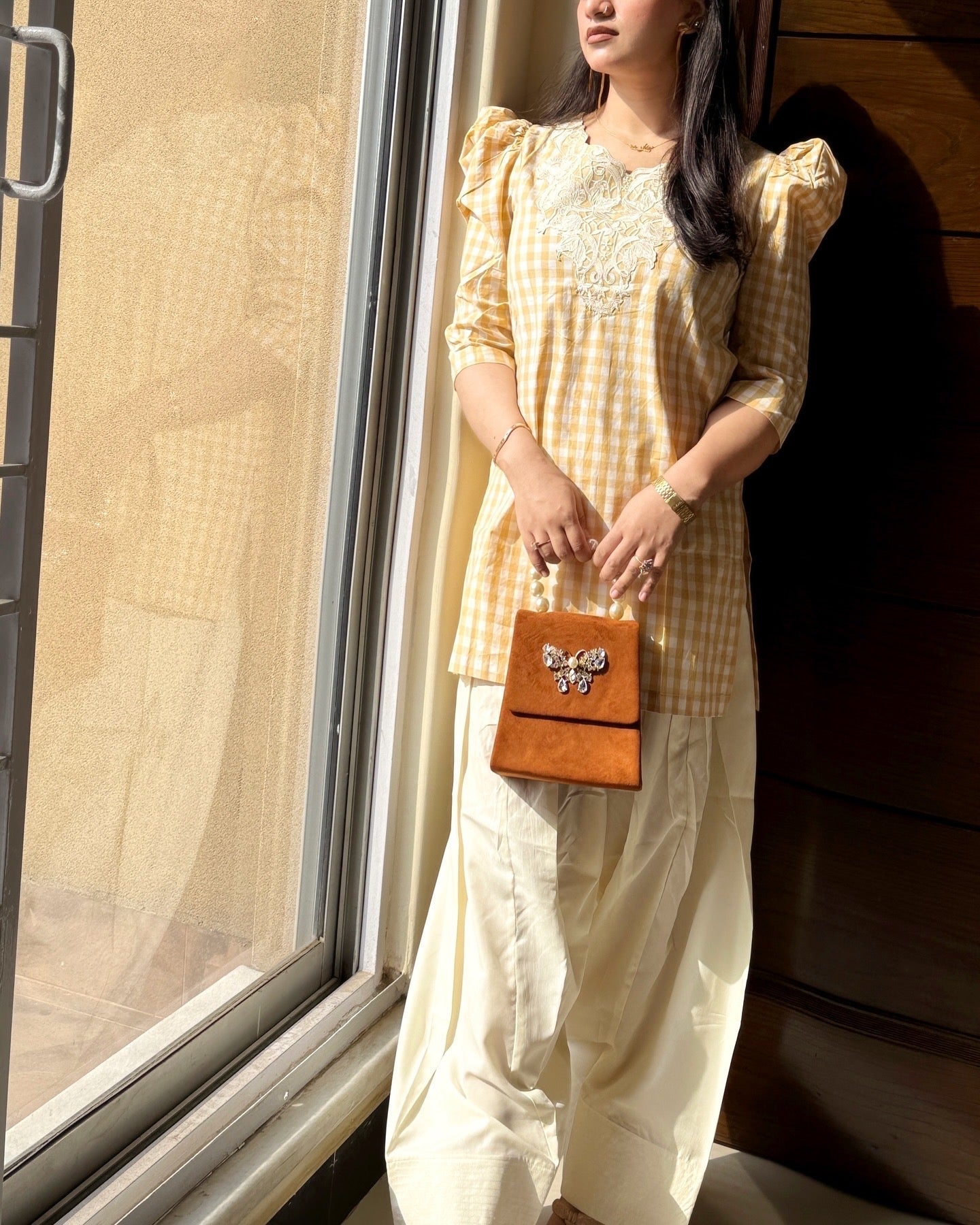 Urban Cut Stitched 2 Piece Cotton Embroidered Co- Ord Set with Farshi Salwar