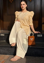 Urban Cut Stitched 2 Piece Cotton Embroidered Co- Ord Set with Farshi Salwar