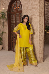 Madiha Gohar Stitched 3 Piece Eid Festive Suit-ZARMEEN-Farshi Shalwar