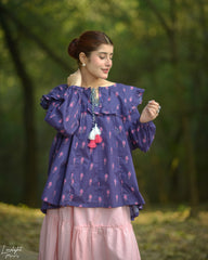 Urban Cut Pink Cotton Maxi Skirt – Elegant Tiered Long Skirt