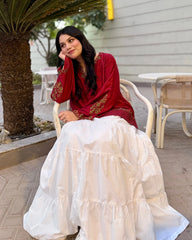 Urban Cut Embroidered Flowy Kurti Top