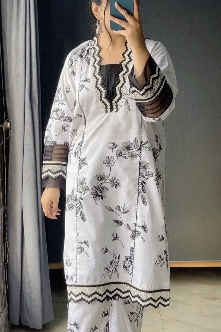 Urban Cut 2 Piece Cotton Embroidred Suit