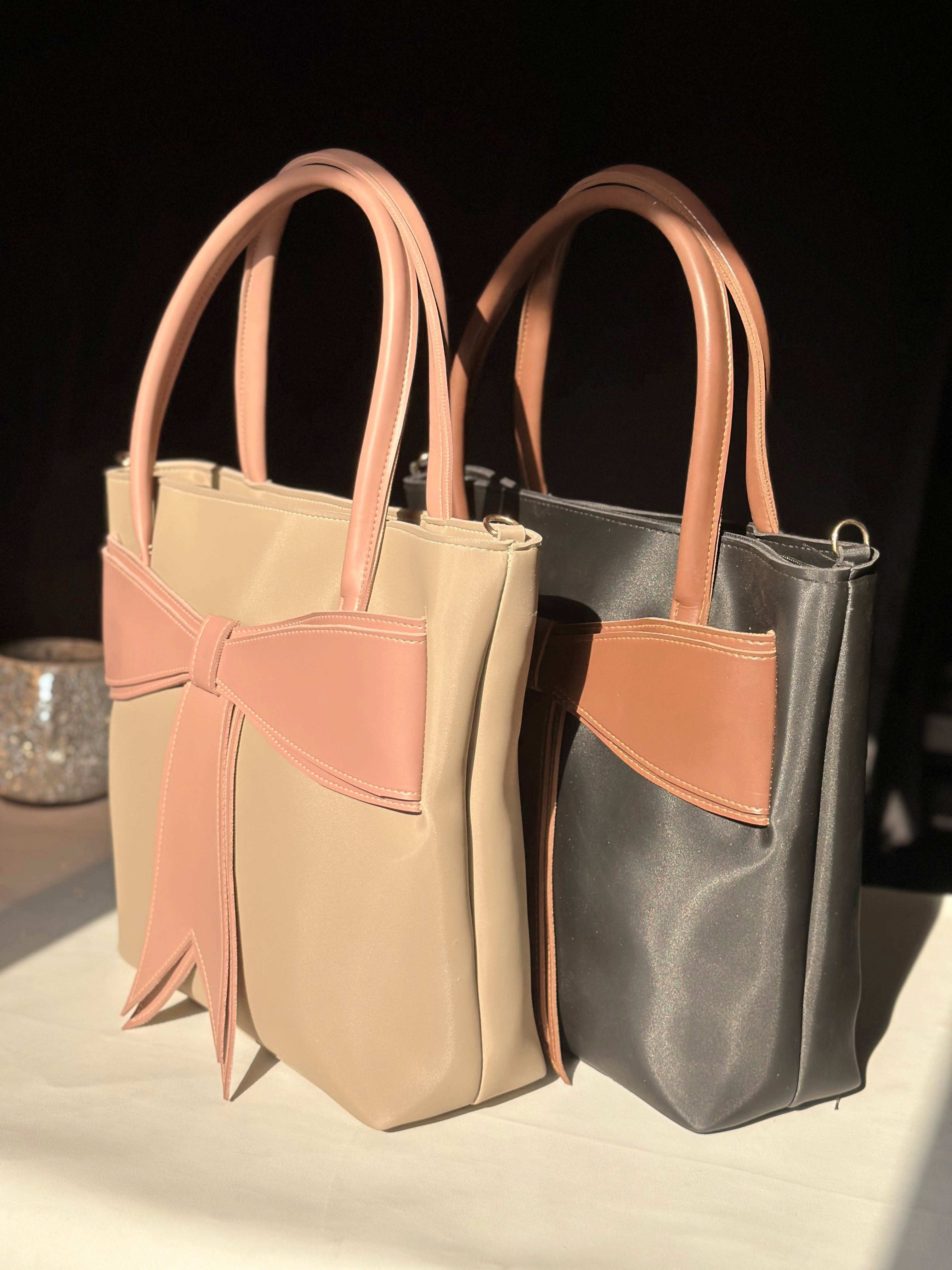 Fineur Carryme Black and brown Tote Bags | Cute Bow High Quality Bag Just for 1999.