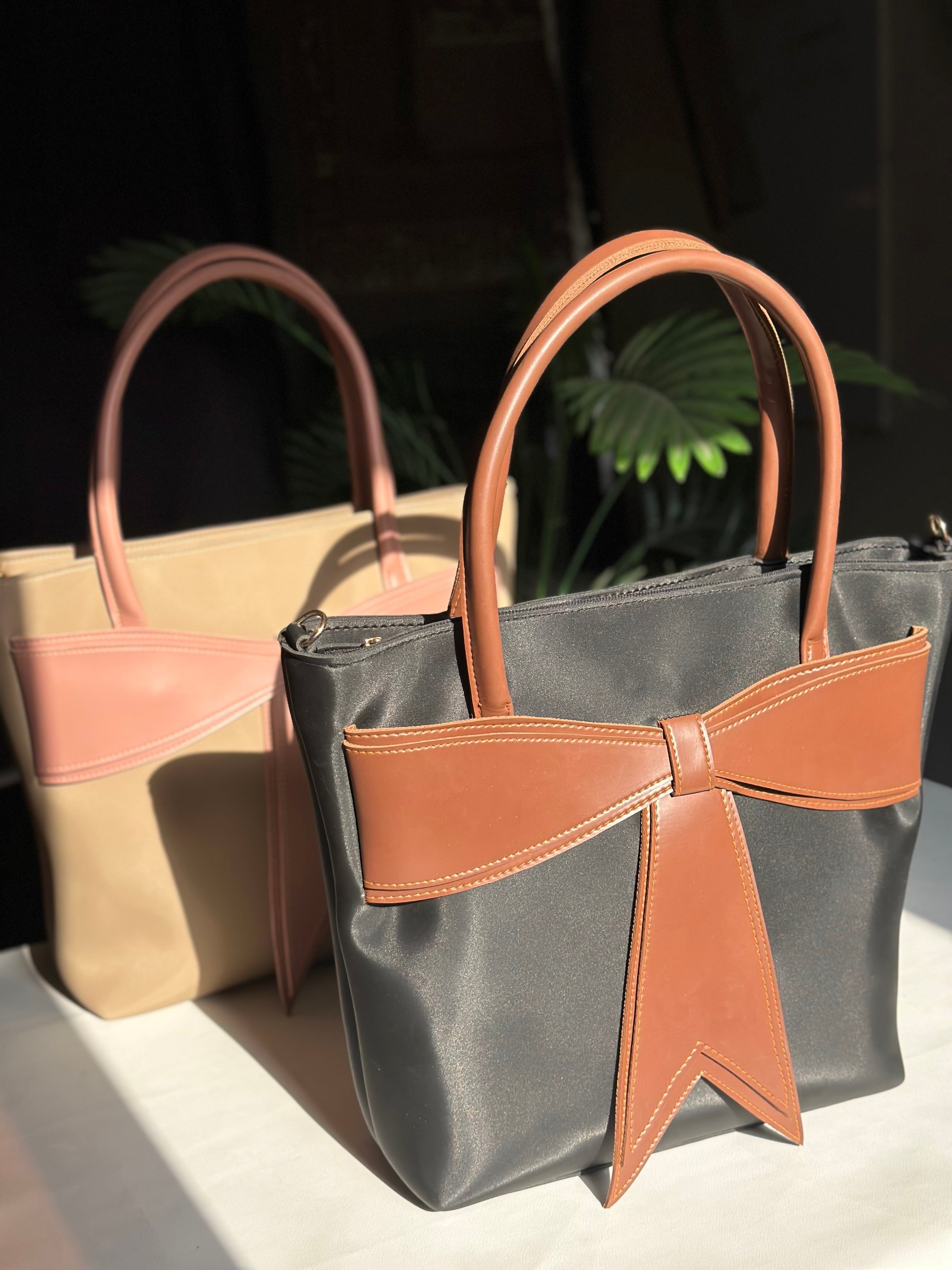 Fineur Carryme Black and brown Tote Bags | Cute Bow High Quality Bag Just for 1999.