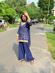 Urban Cut Navy Embellished Farshi 3-Piece Set-UC | 3P | C0305