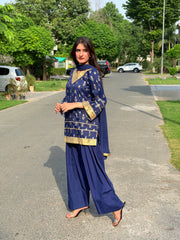 Urban Cut Navy Embellished Farshi 3-Piece Set-UC | 3P | C0305