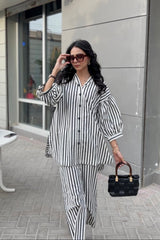 Urban Cut Women's Striped Cotton Co-Ord Set 2 Piece Suit