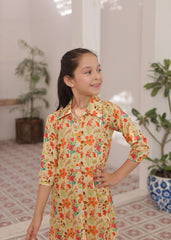 Khanak Stitched Kids-Pastel Cream 2pcs Printed Style Suit-KST 047