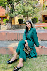 Green button Set+Fringes Momina Ammar