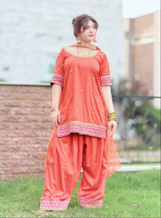 Urban Cut 2-Piece Embroidered Co-Ord Set with Farshi Salwar-C0300