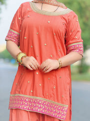 Urban Cut 2-Piece Embroidered Co-Ord Set with Farshi Salwar-C0300