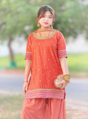 Urban Cut 2-Piece Embroidered Co-Ord Set with Farshi Salwar-C0300