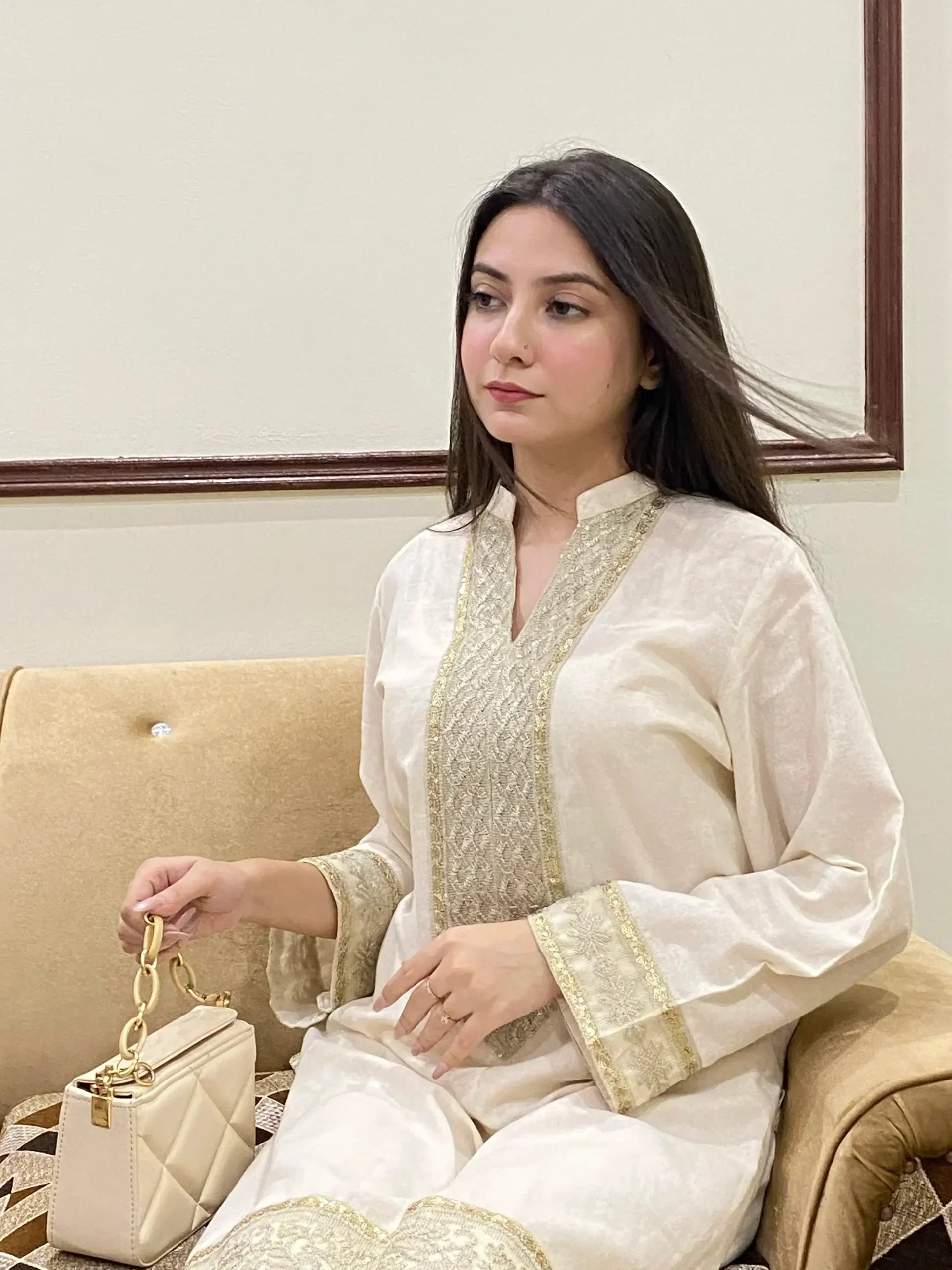 Urban Cut 2 Piece Cotton Sequence Embroidered Suit