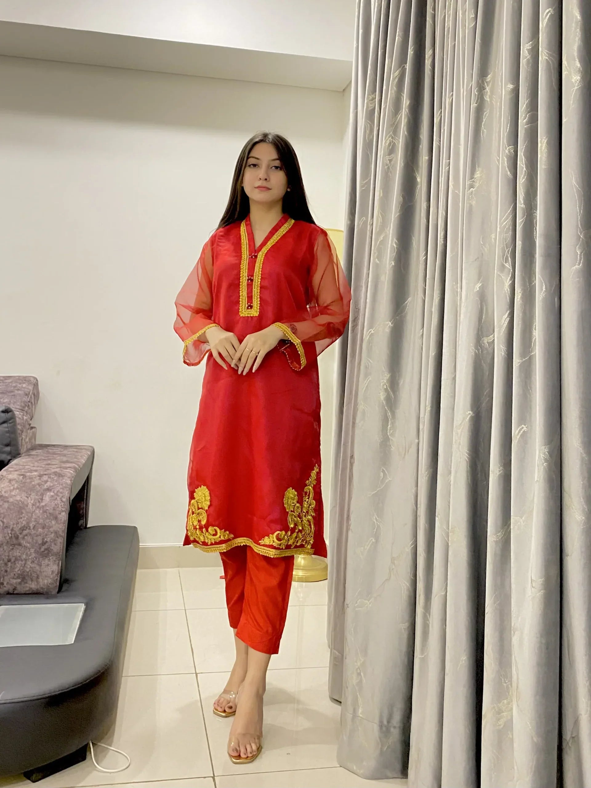 Urban Cut Embroidered Laurex Work Stitched Suit Linned 2 Piece