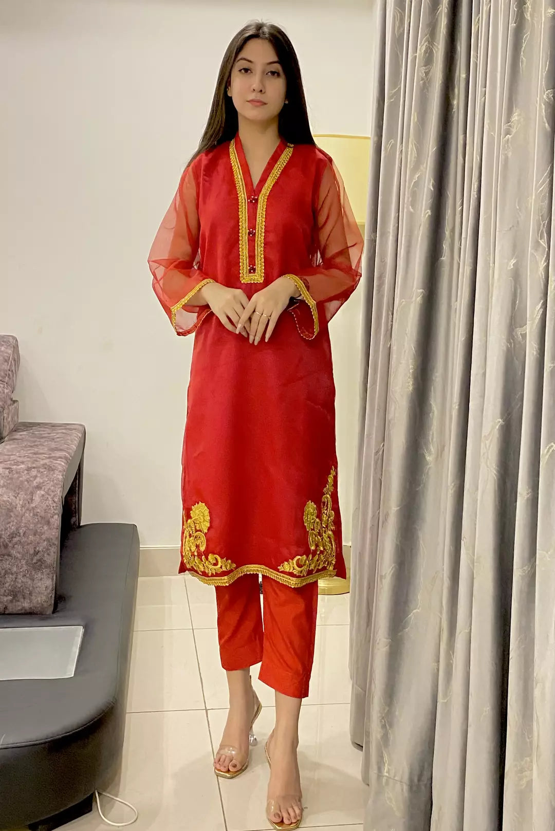Urban Cut Embroidered Laurex Work Stitched Suit Linned 2 Piece
