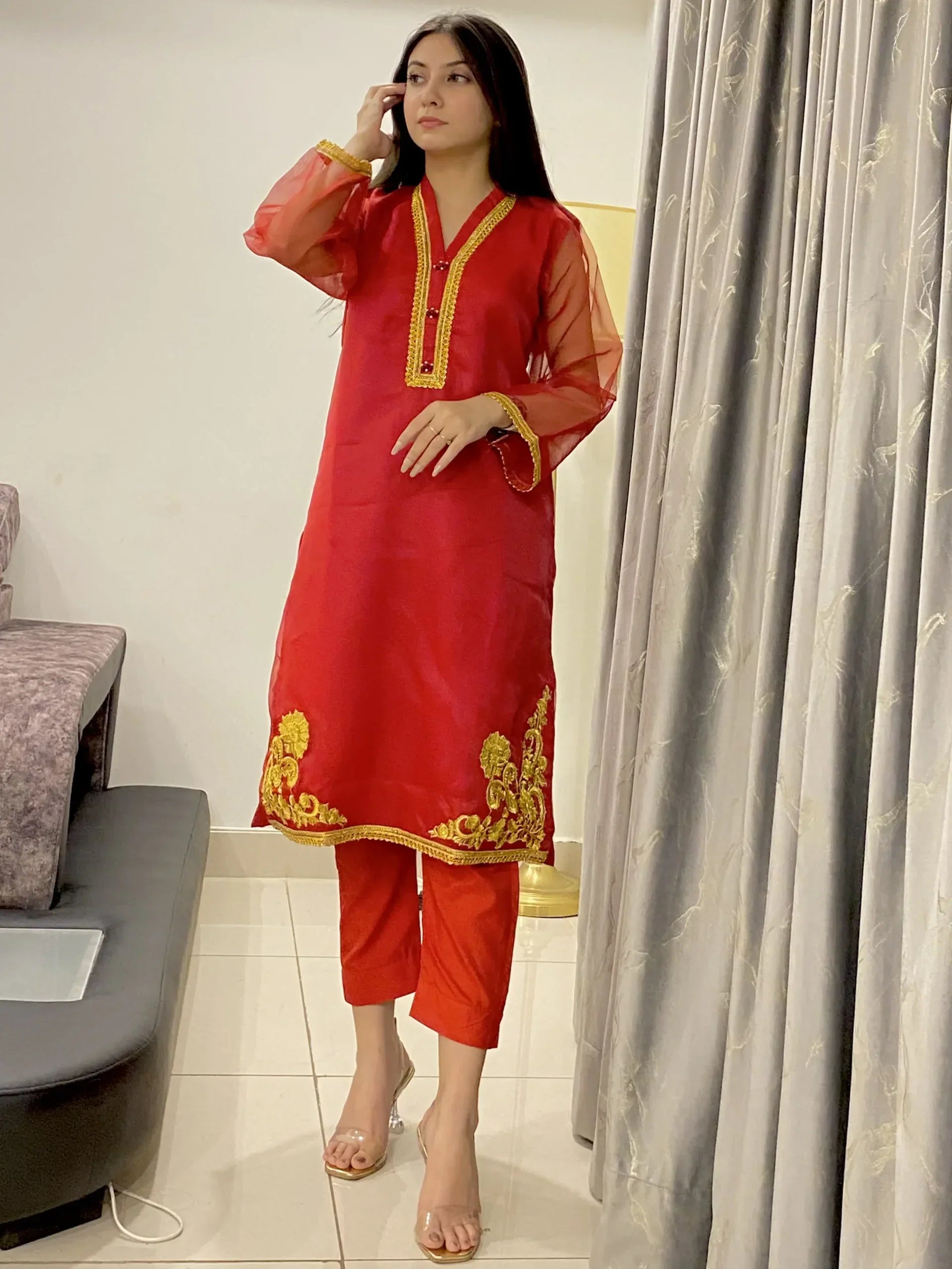Urban Cut Embroidered Laurex Work Stitched Suit Linned 2 Piece