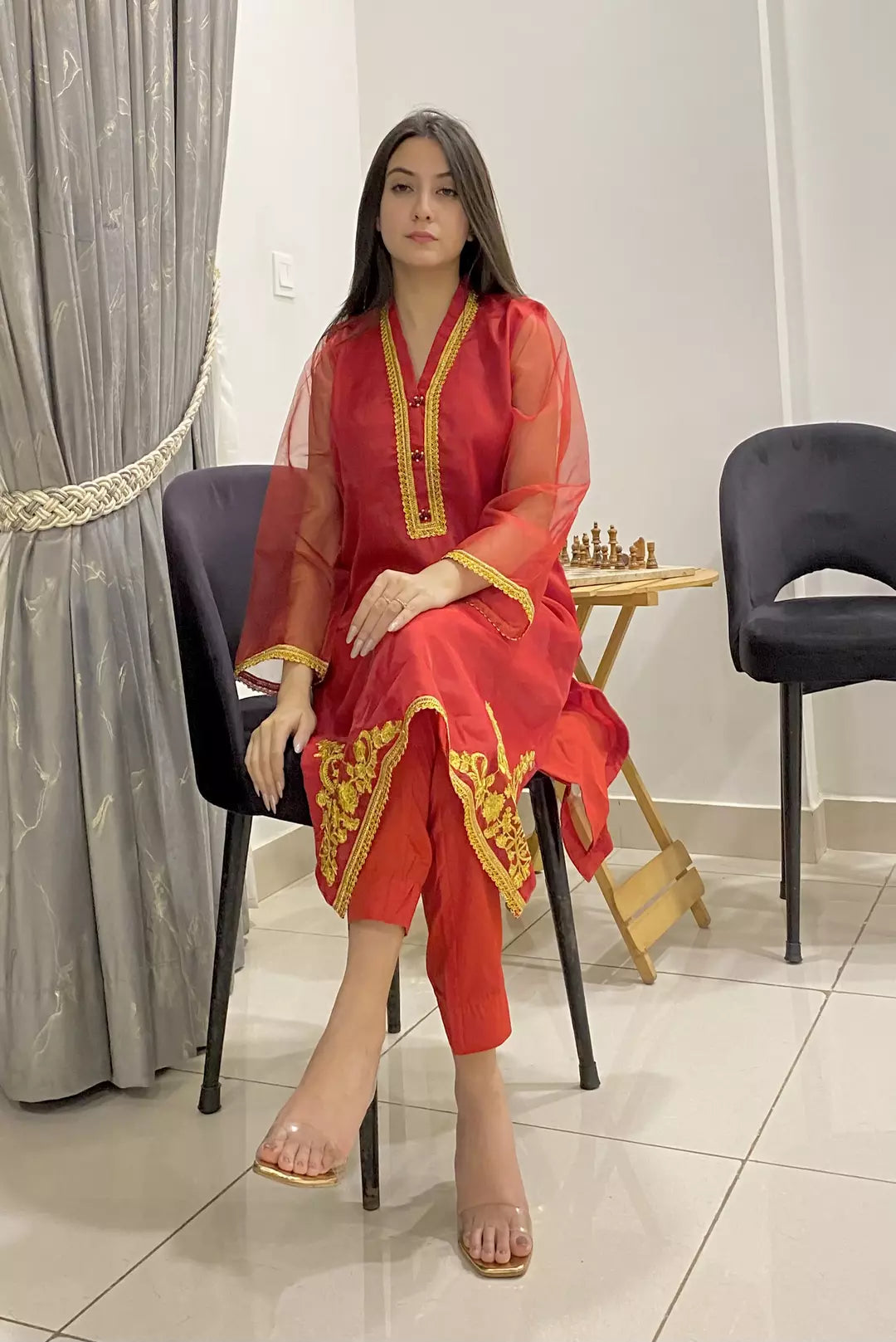 Urban Cut Embroidered Laurex Work Stitched Suit Linned 2 Piece